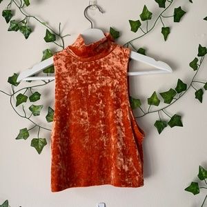 Urban Outfitters Orange Velvet cropped Mockneck